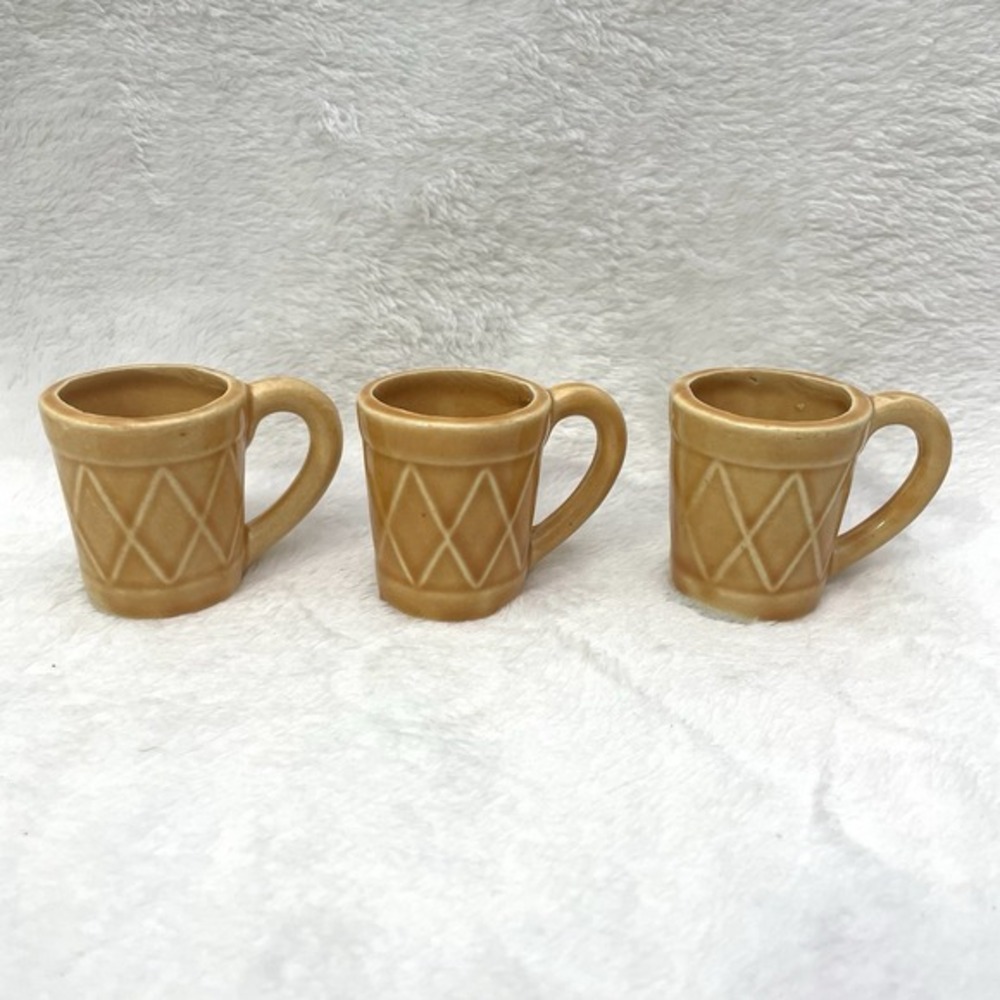 Set Of 3 Mini Mugs Children's Cups Ice Cream Cone Theme Diamond Shot Glasses 2"